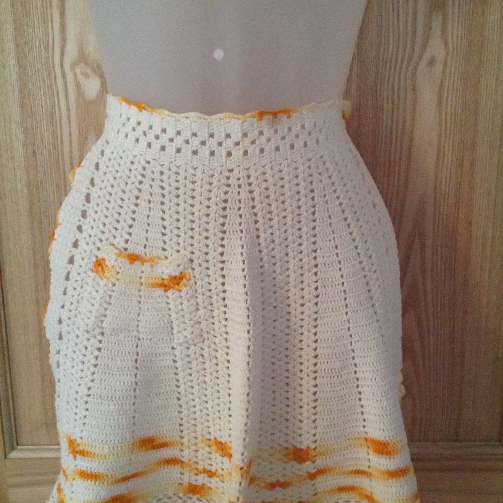 Hand Crocheted Apron with Pocket